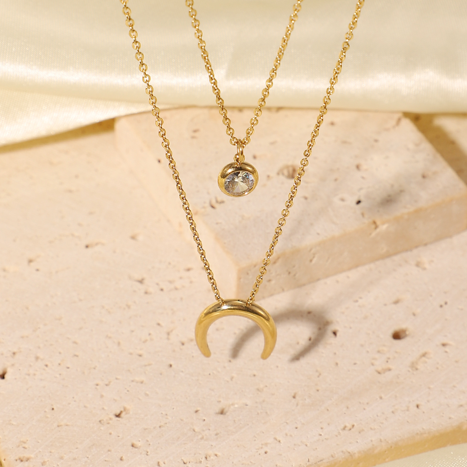 Single Zircon Double Layer Necklace