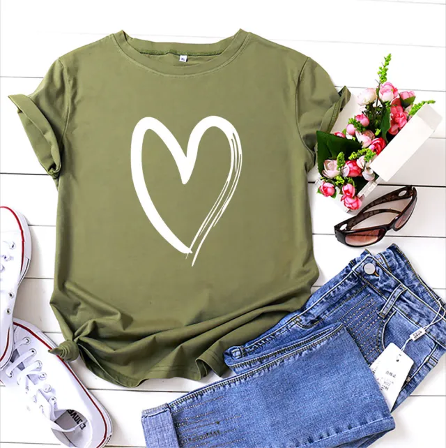 Fashion Women's Printed Cotton Love Short Sleeves L - Shop at LoveMi