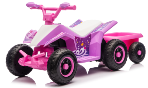 🚜6V Kids Ride-On ATV 4-Wheeler Quad w/ Headlights Music Storage 3-6yrs ASTM🚀