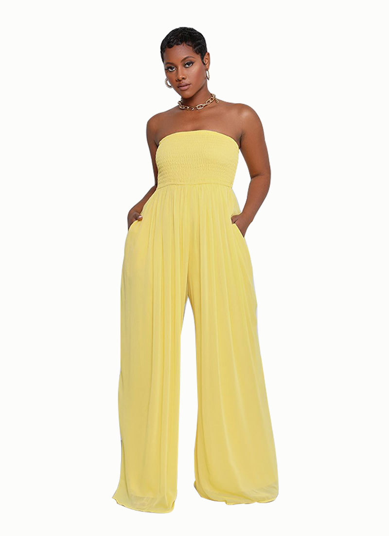 Women's Floor Mopping Wide Leg Casual Chiffon High Waist Jumpsuit