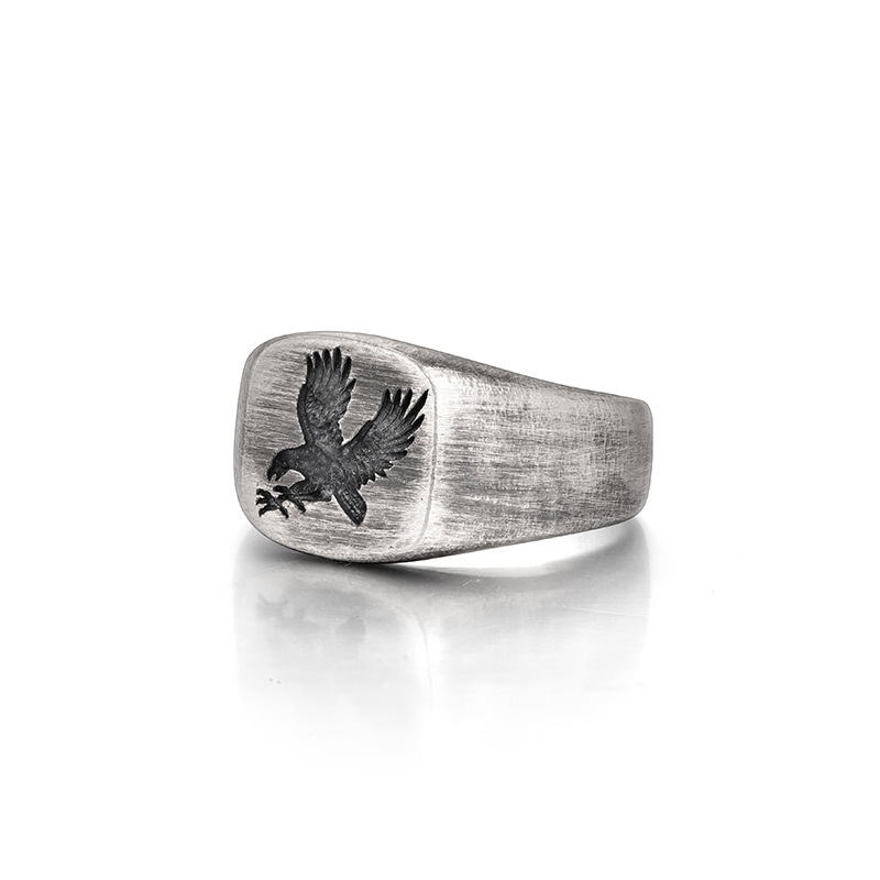 Title 1, Anillo de plata tailandesa con águila vintage p...