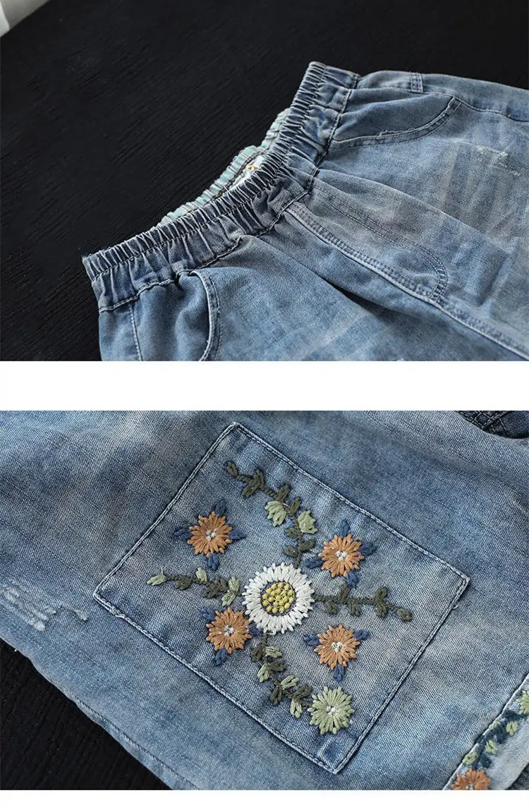 Women's Vintage Ripped High Waist Denim Shorts