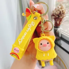 Raincoat Piggy Cute Cartoon Keychain Creative Accessories - Yellow - View 1