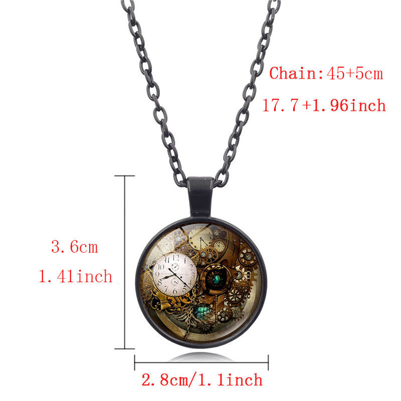 Fashion Pattern Time Stone Pendant Necklace