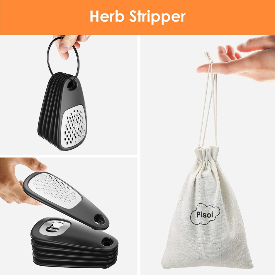 6-Piece Space-Saving Kitchen Gadget Set - Compact Multi-Tool Set With Cheese Grater, Peeler, Pizza Cutter, Bottle Opener Garlic Grinder & Herb Stripper — foto 2