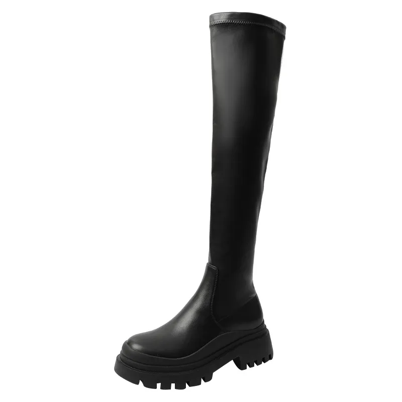 Fashionable Long Boots Slim Women Tall Knight All Match - Black