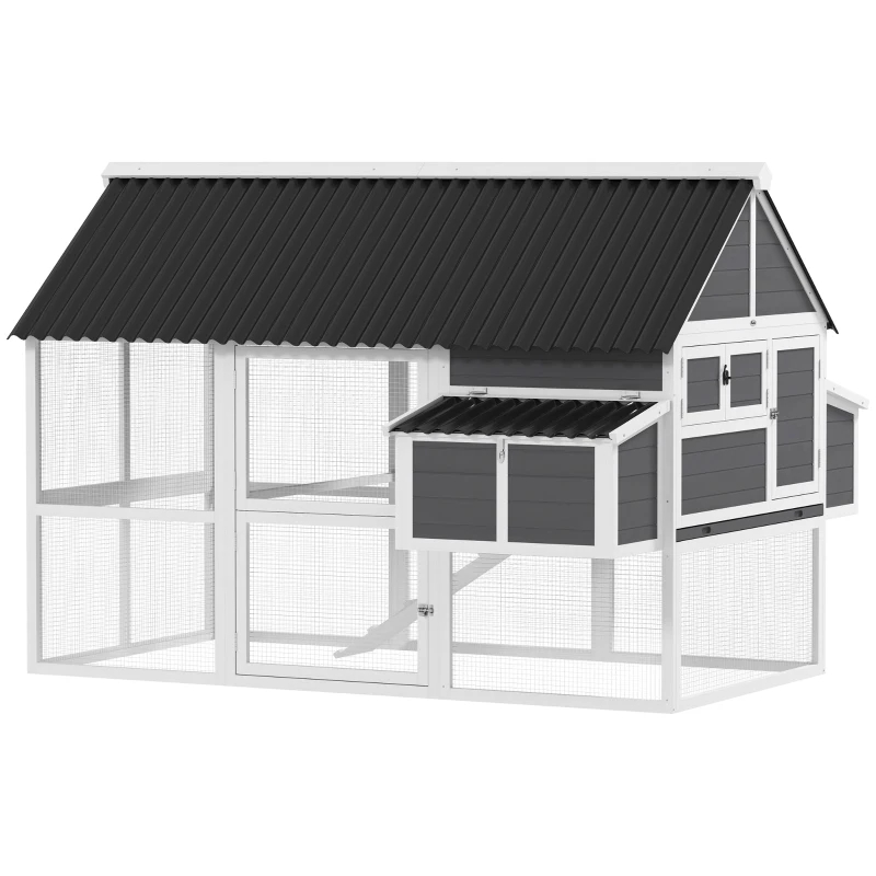 Wooden Chicken Coop With Run, 2 Nesting Boxes, 2 Roosting Bars, Ramp & Tray... 2
