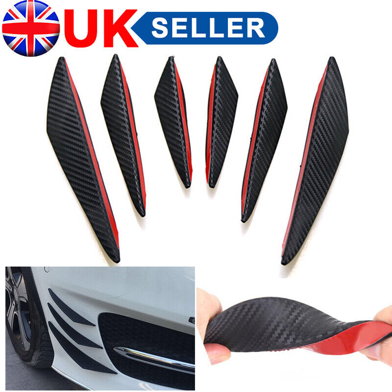 6Pcs Universal Carbon Fiber Car Front Bumper Canards Fins Spoiler Body Splitter — image 2