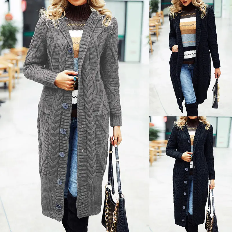 Wool Solid Color Cardigan Loose and Long Oversized Coat