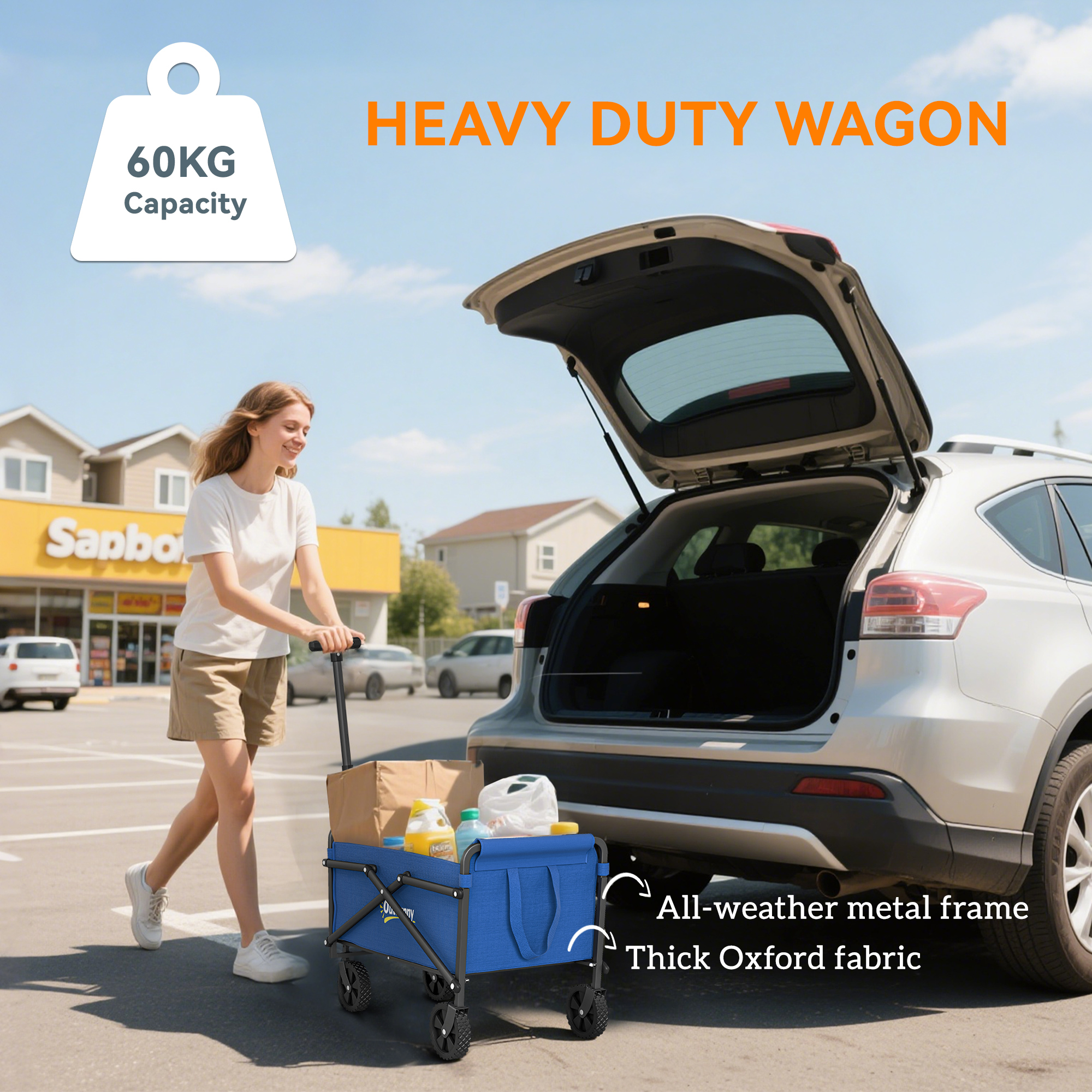 41 Liter Holiday Handcart With Wheels, Compact Garden Folding 60kg Heavy-duty — image 8