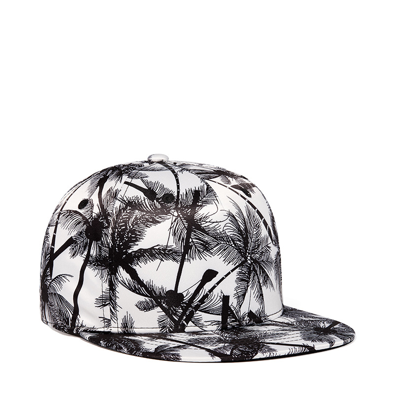Coconut Tree Pattern Printing Trendy Men's And Women's Flat Brim Hat