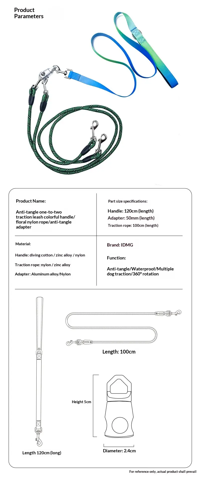 Anti-Tangle Dual Dog Leash