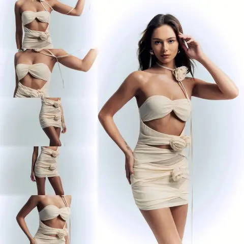 Women's Slim Summer French Hollow Three-dimensional Halter Neck Tube