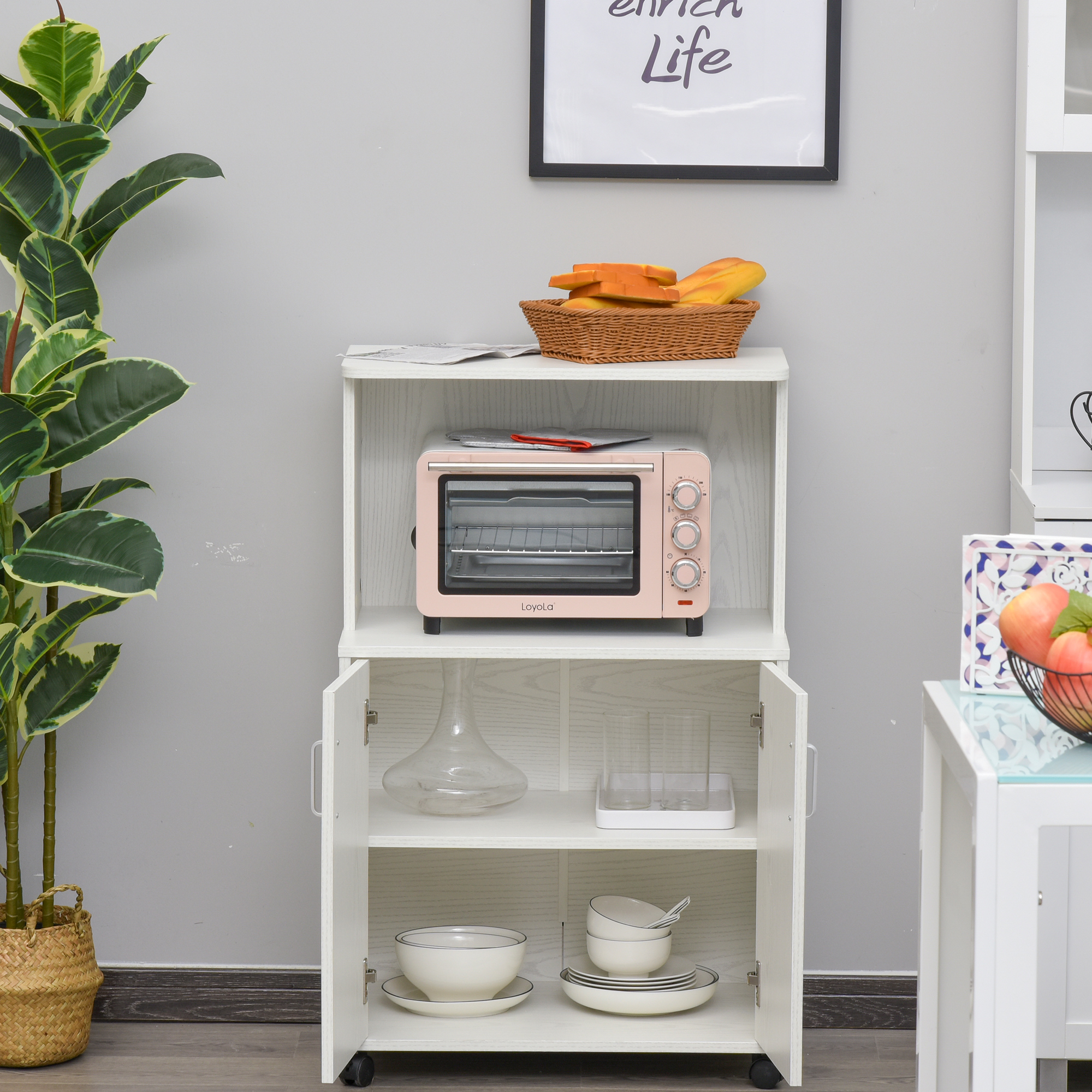 Kitchen Storage Unit, Modern Microwave Stand Trolley Cart, Sideboard — image 7