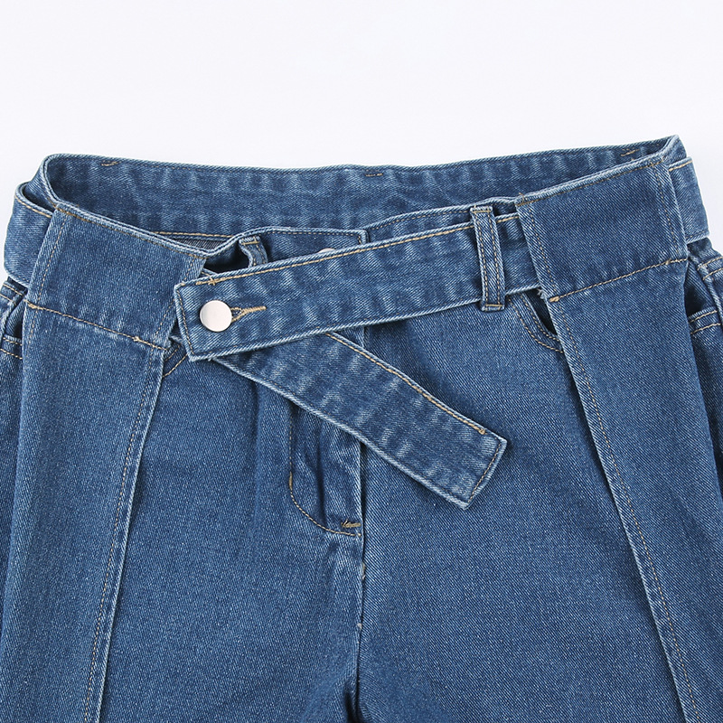 Title 10, Design Sense Irregular Hollow Straight Jeans