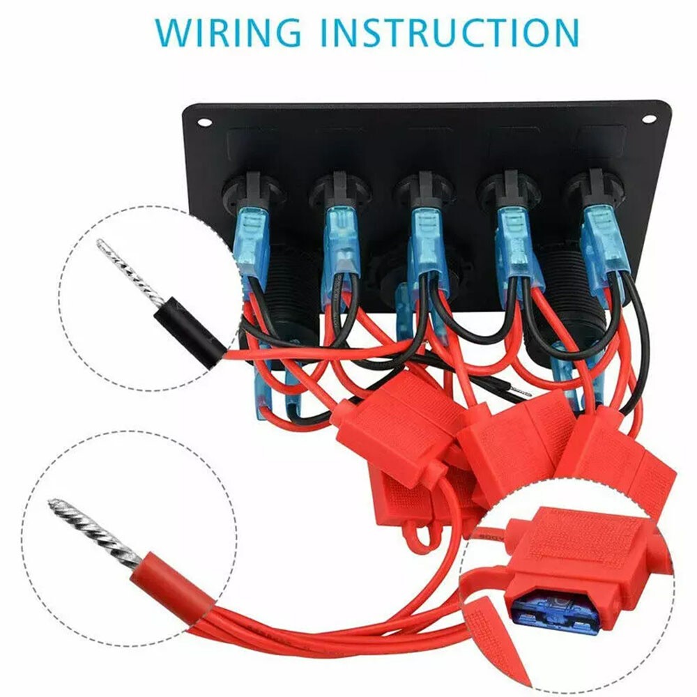 5 Gang 12V 24V LED Light Control Panel For Camper RV Car Boat Waterpoor — image 5