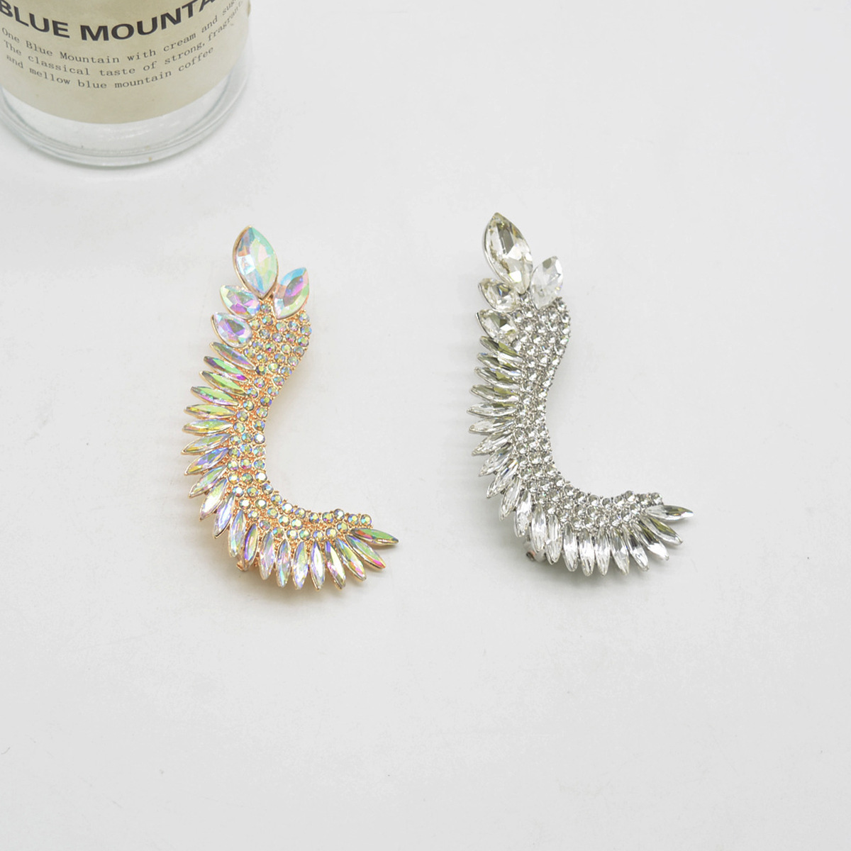 Exaggerated Full Diamond Wing Ear Buckle