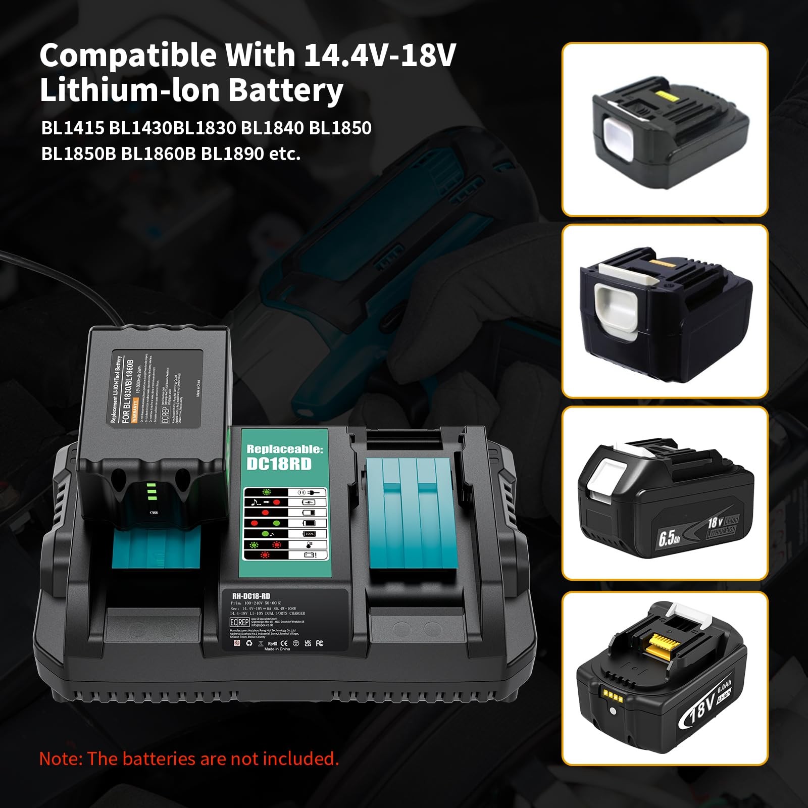 Dual Fast Charger For  18V Li-Ion Battery BL1860 BL1830 BL1850 BL1840 NEW — foto 6