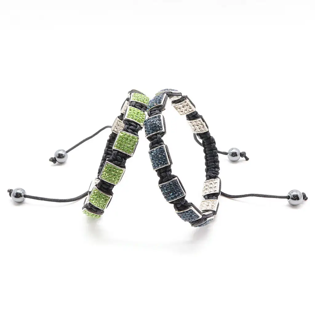 Fashion Creativity Blue Square Diamond Bangle Braided Tassel Exotic