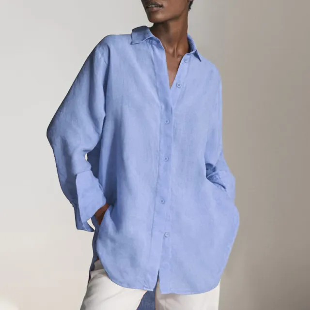 Vintage Shirt Button Up Waist Top Blue - Shop at LoveMi