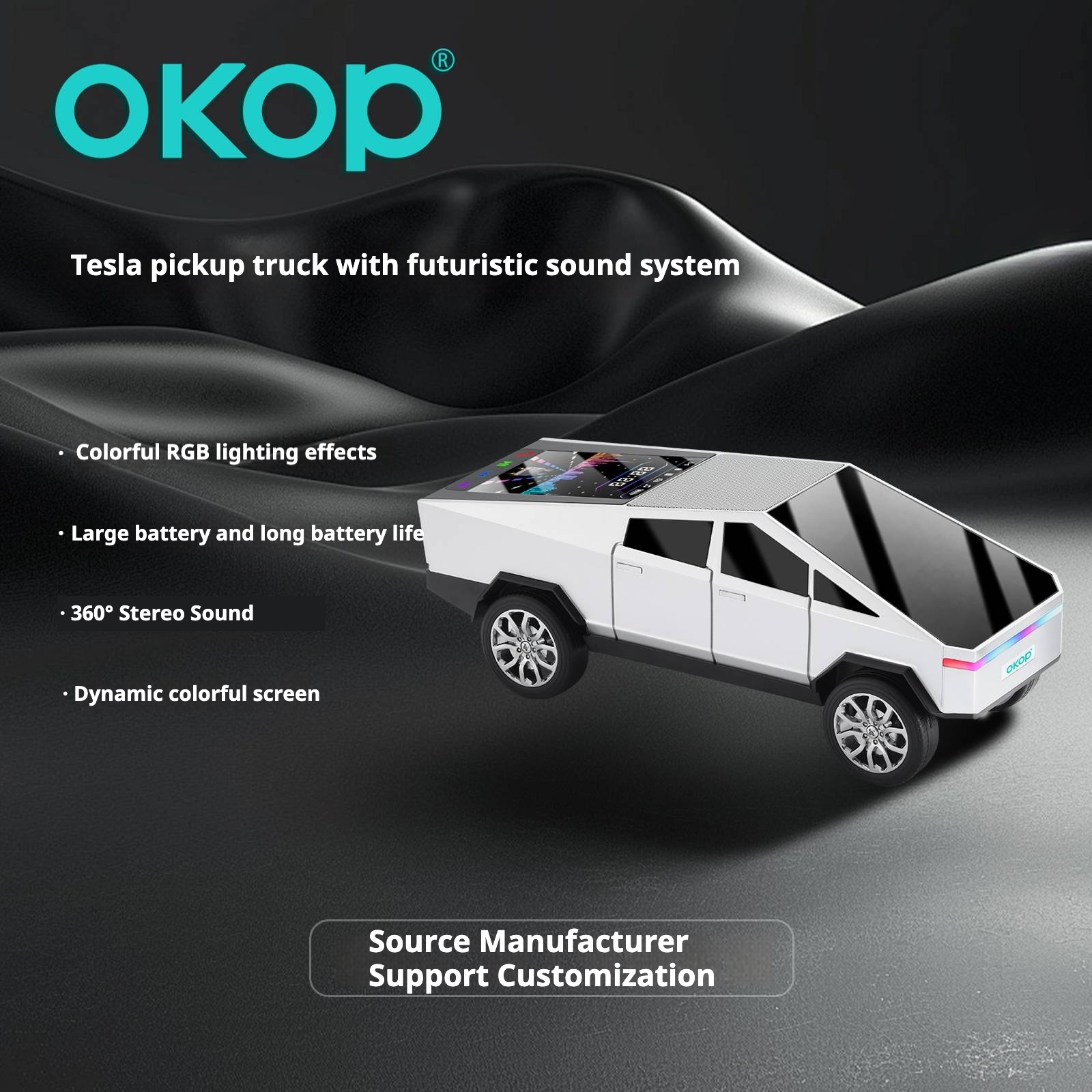 KP-828 Best-Selling Bluetooth Speaker Cyber Style Car Model With Dynamic Color Screen Wireless Subwoofer And Ambient Lighting Factory Direct Stock 4