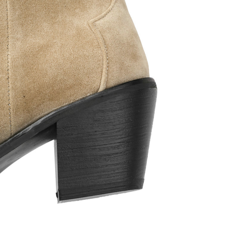 Title 6, Fleece Round Toe Thick Heel Martin Boots