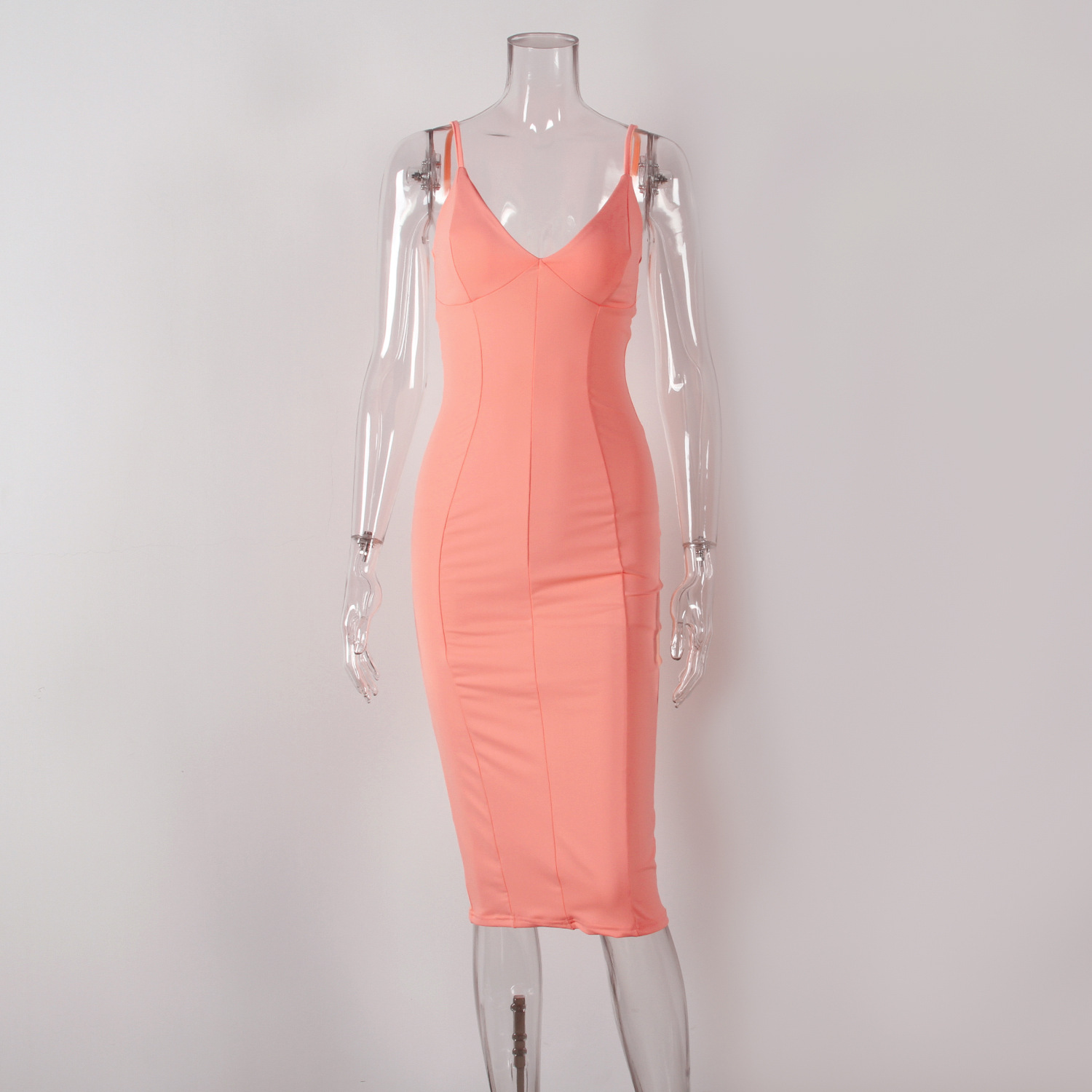 Solid Color Summer Simple Strapless Backpack Hip Dress