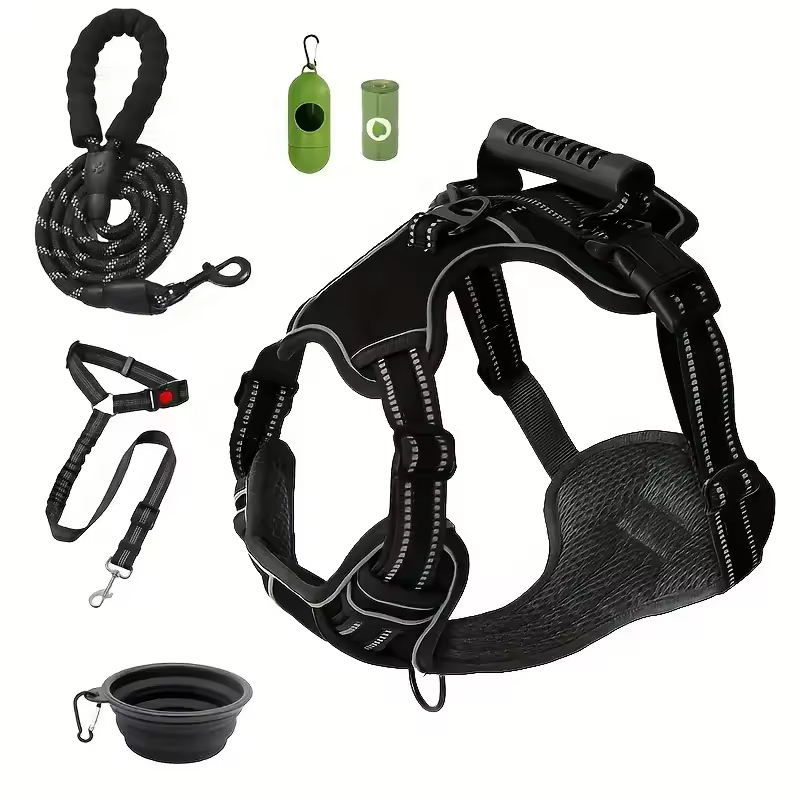Tactical Service Dog Harness Strap Set, Car Seat Belt, Collapsible Bowl, Biodegradable Trash Bag Set For Dogs - Image 8
