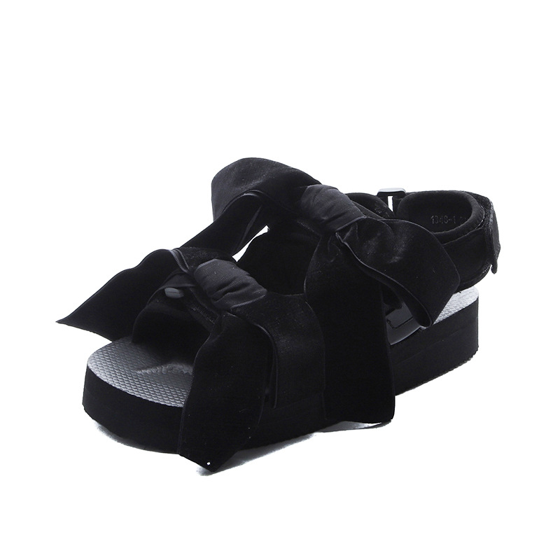 Title 10, Velcro Bow Platform Open Toe Beach Sandals