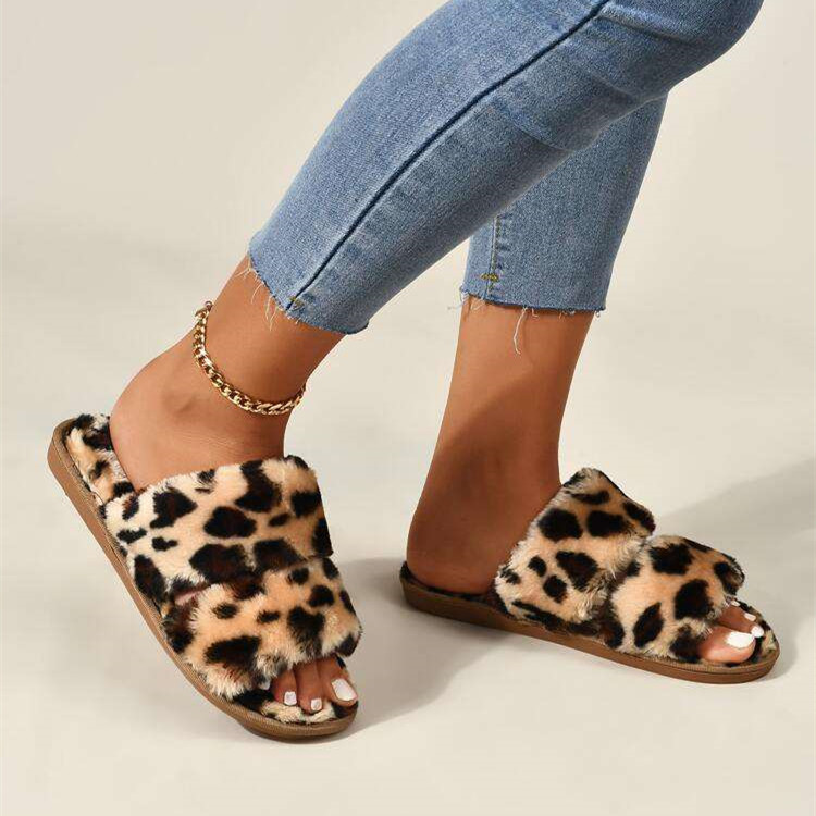 Flat Bottom Home And Outdoor Wear Casual Fur Slippers