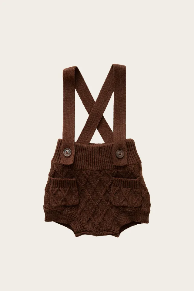Baby Solid Color Knit Suspender Shorts Corduroy Harry Knit Suspender Pants - Shop at LoveMi