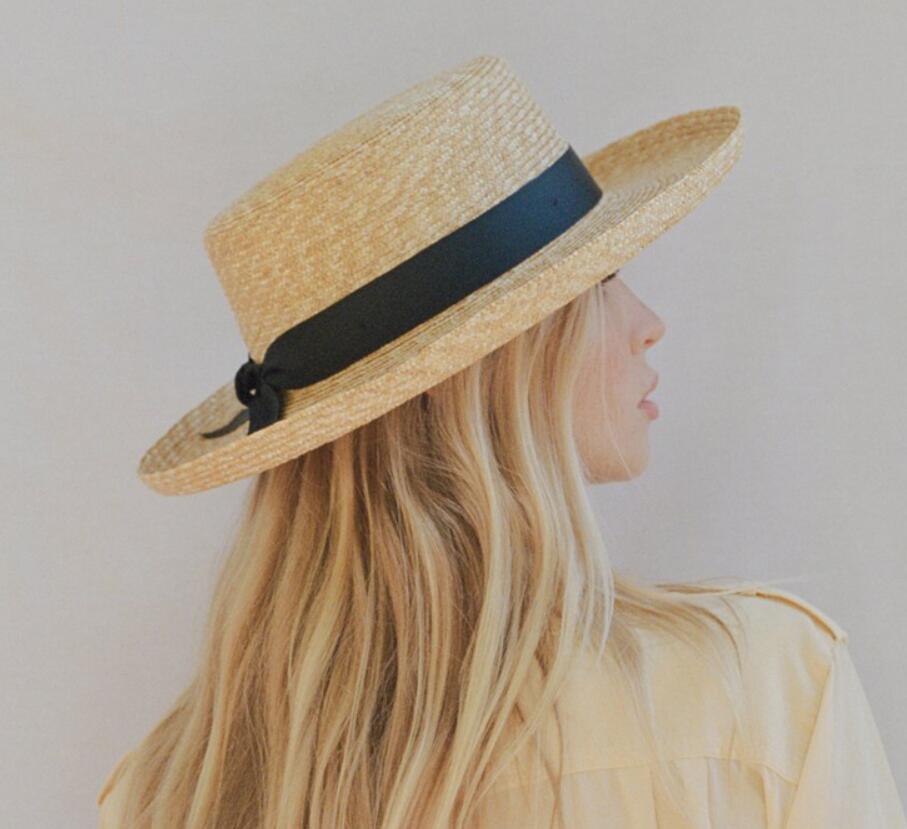 Flanged Flat Top Straw Hat Outdoor Travel