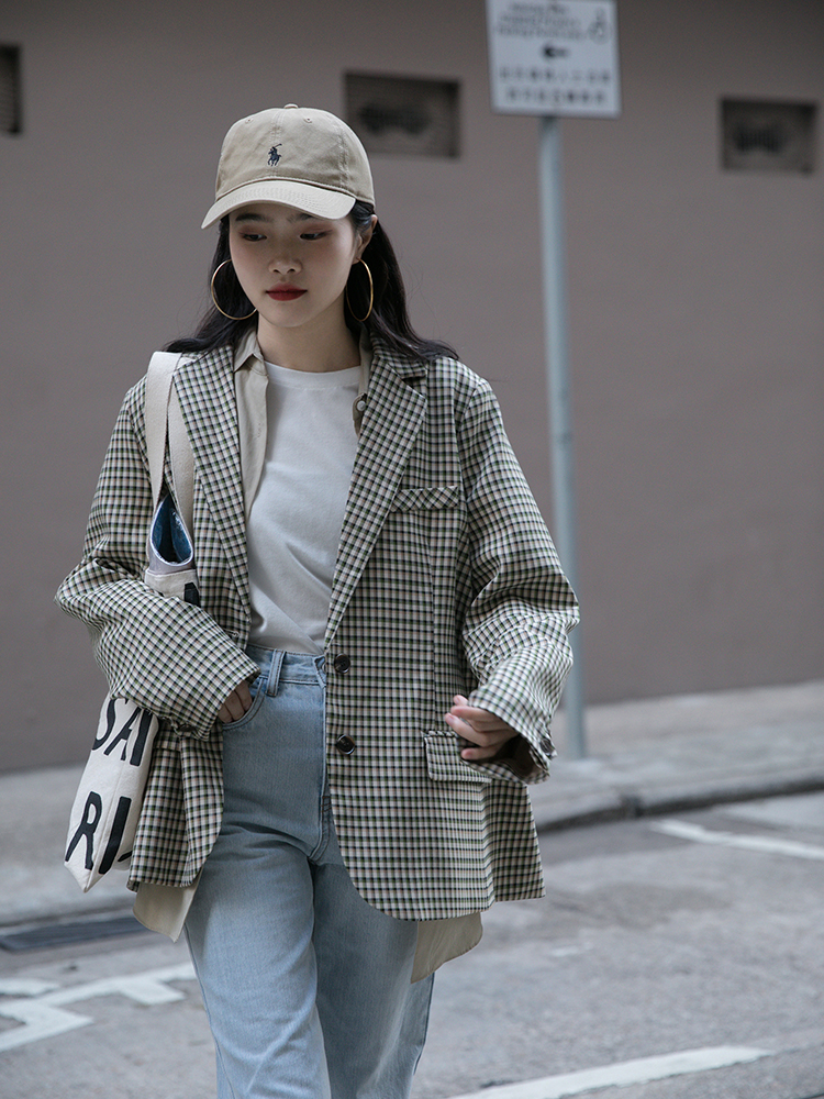 The New Retro Hong Kong Style Temperament Loose Long-sleeved Professional Small Suit