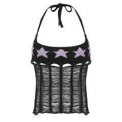 Spicy Girls Street Hip-hop Star Hollow Design Tank Top - Tan - View 1