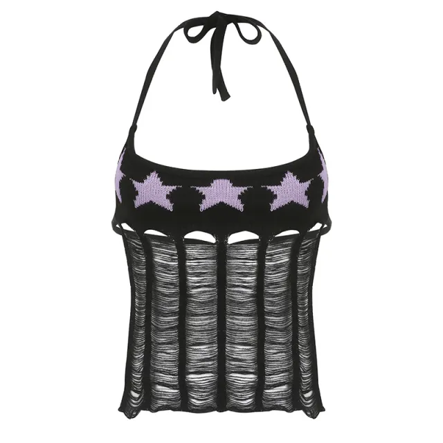 Spicy Girls Street Hip hop Star Hollow Design Tank Top Tan - Shop at LoveMi