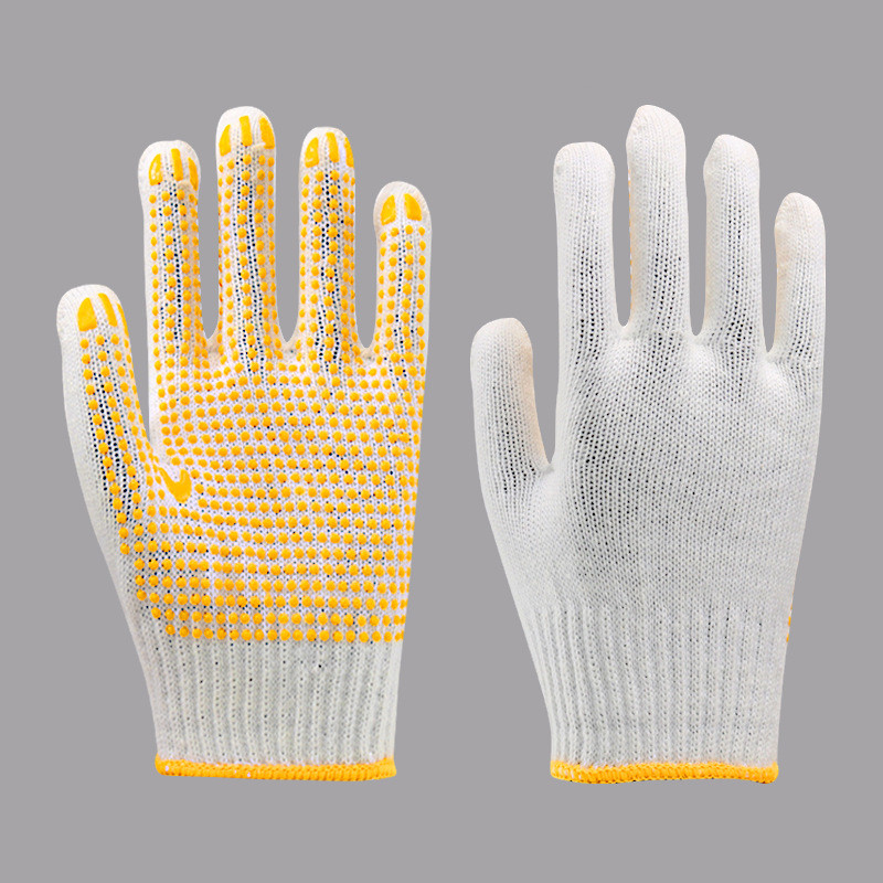 Bleached Ten-pin Non-slip Wear-resistant Pvc Beaded Gloves - 3