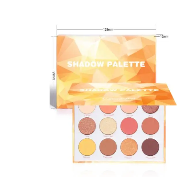 12 Color Matte And Metallic Glitter Eyeshadow Palette Yellow - Shop at LoveMi