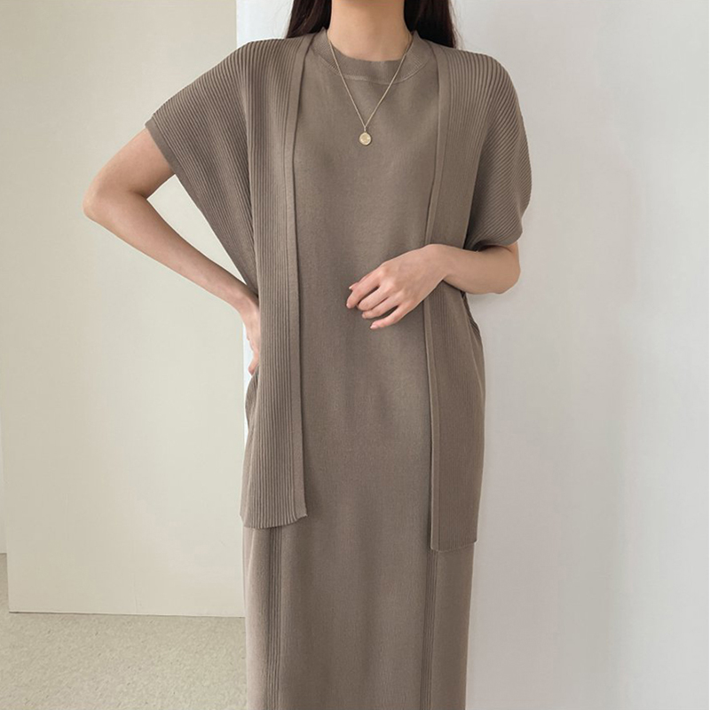 Elegant Neckless Cardigan Vest Shawl Dress