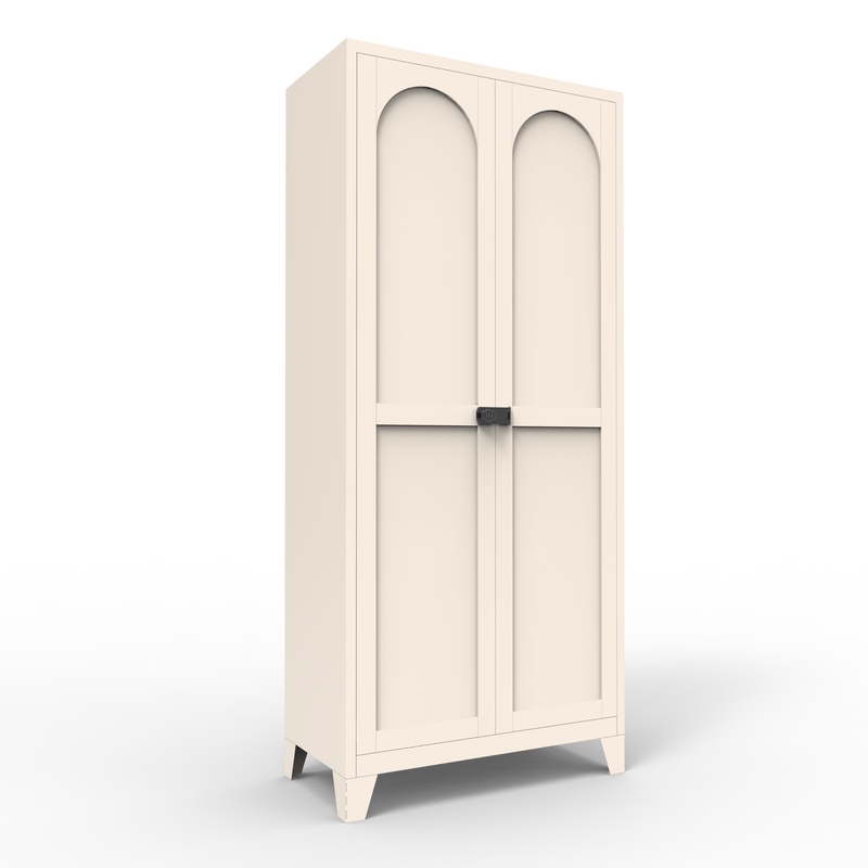 71in 2-Door Cabinet With Lock, Metal Storage Cabinet W Adjustable Shelves, Beige For Kitchen Bedroom Living Room,Beige 2
