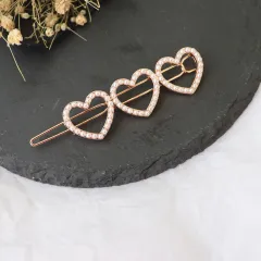 Jewellery Heart Inlaid Pearl Inline Clip - Gold - View 1