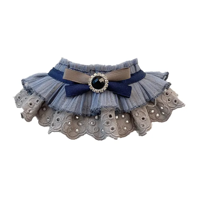 Cute Cat Dog Lace Scarf Saliva Bow Tie Blue - Shop at LoveMi
