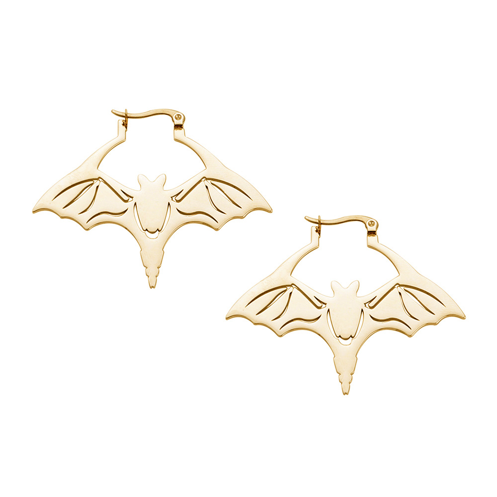 Title 4, Titanium Steel Cut Bat Earrings