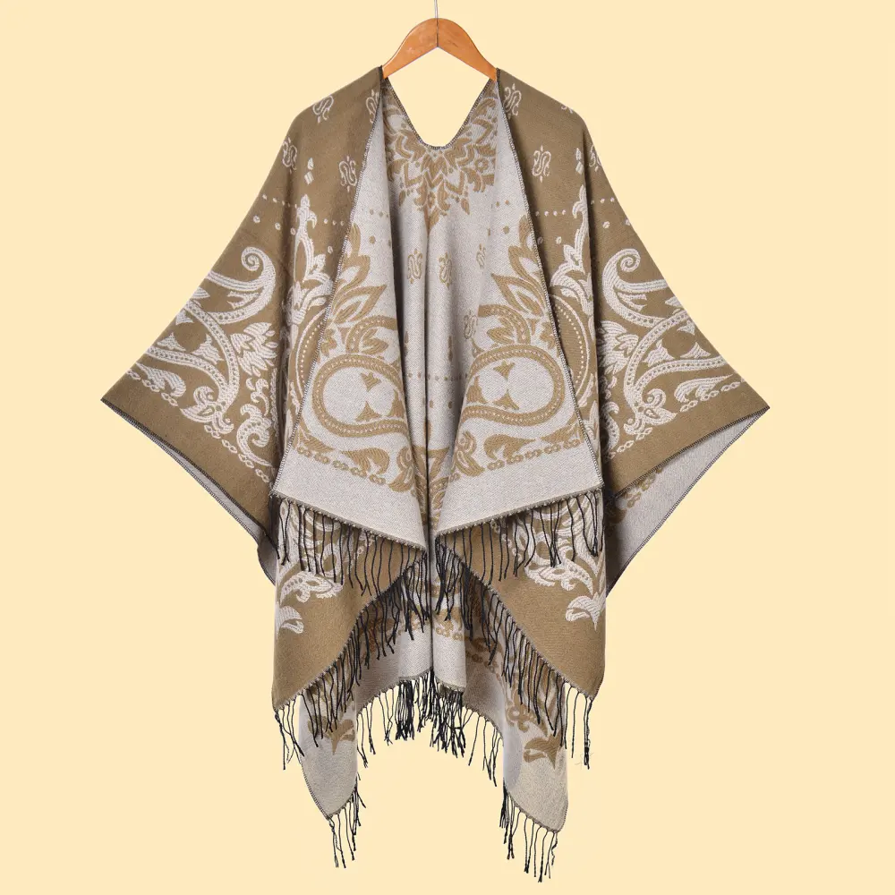 Women's Paisley Tassel Split Shawl