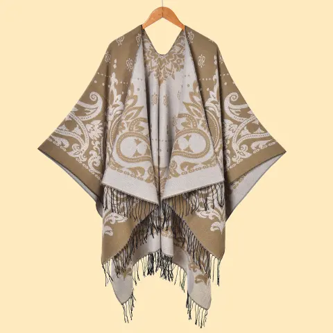 Women's Paisley Tassel Split Shawl