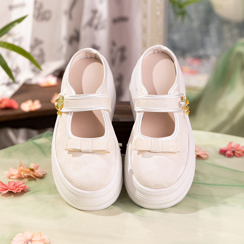 Vintage Embroidered Platform Mule Shoes - Summer Breathable Cloth Shoes, Closed-Toe Mary Jane Slip-Ons, Soft Sole Women S Flats
