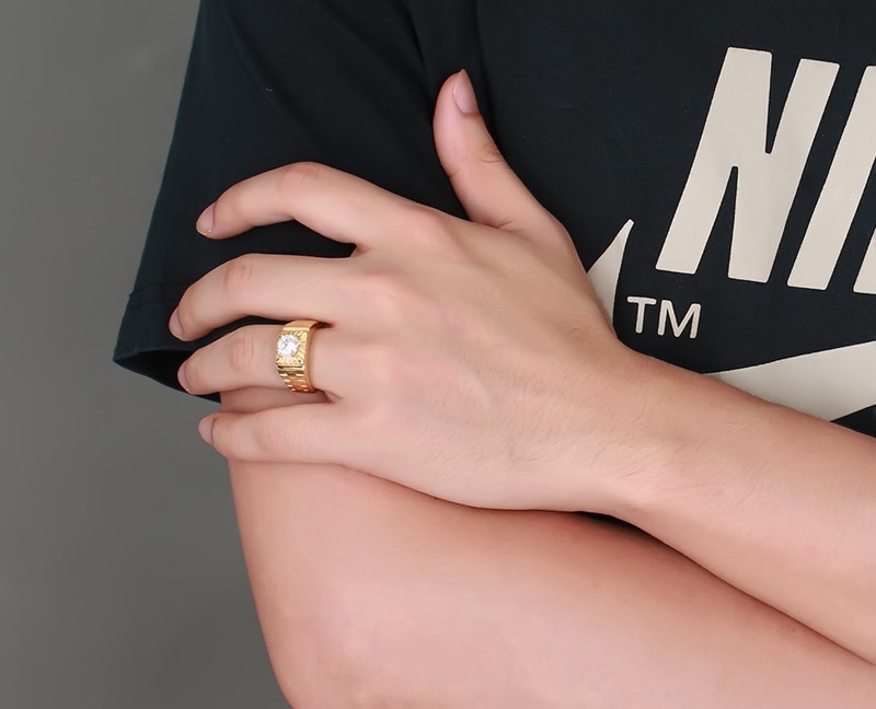 Stainless Steel Micro-inlaid Zircon Ring
