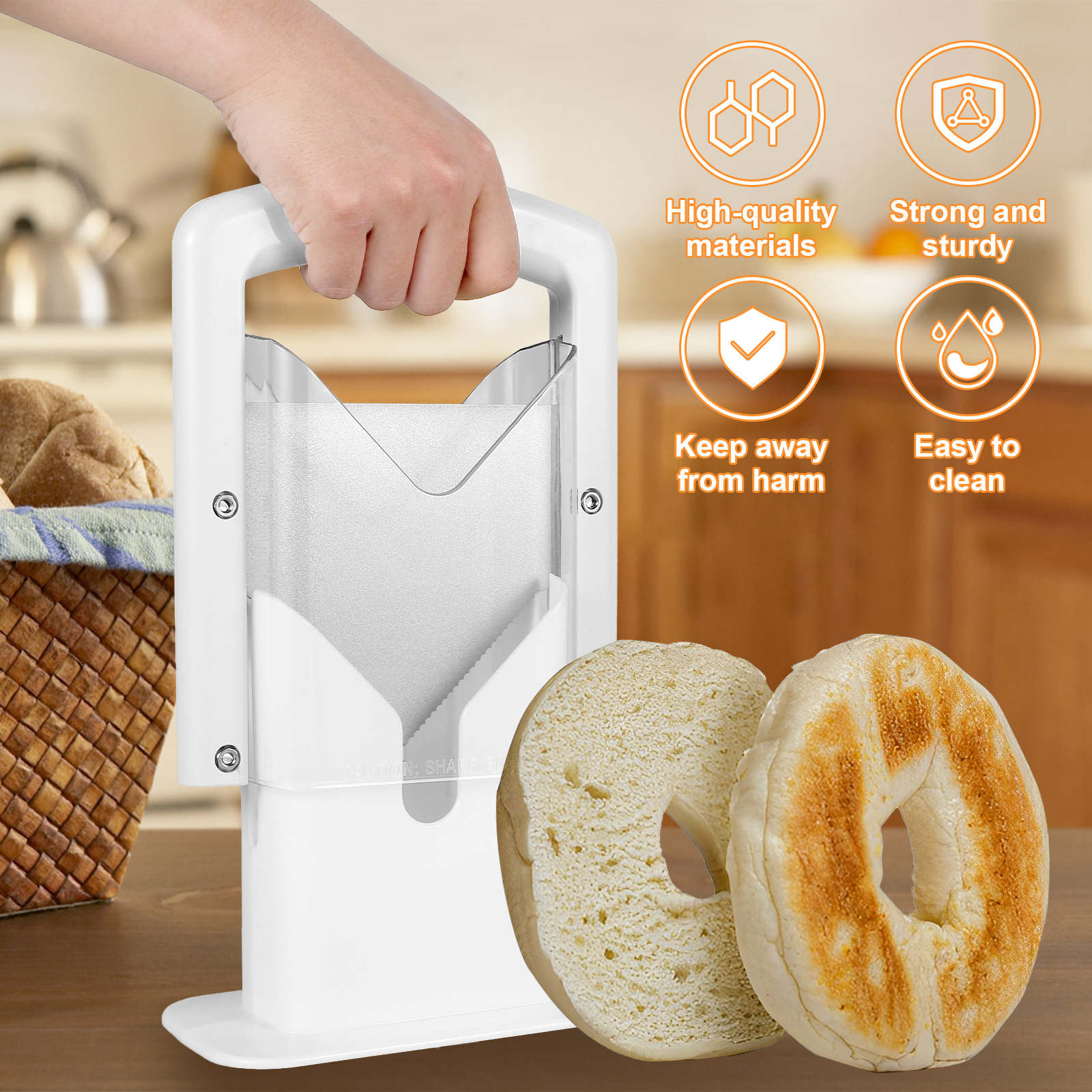 Title 2, Bagel Cutter Slicer With Safety Handle Househol...