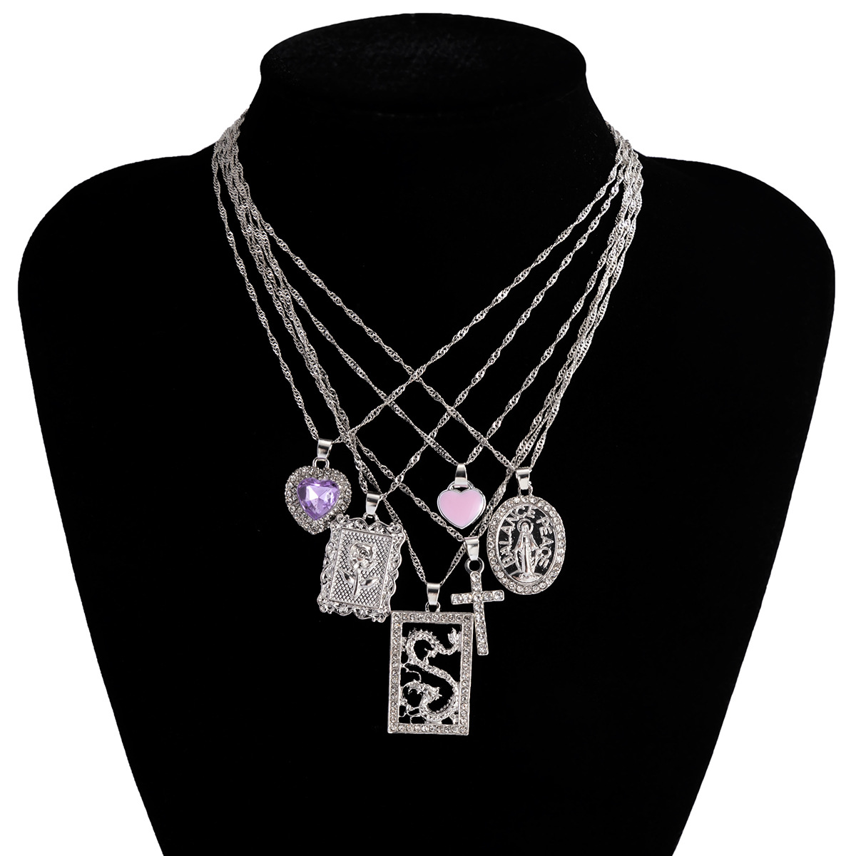 Simple Metal Dripping Diamond Set Necklace