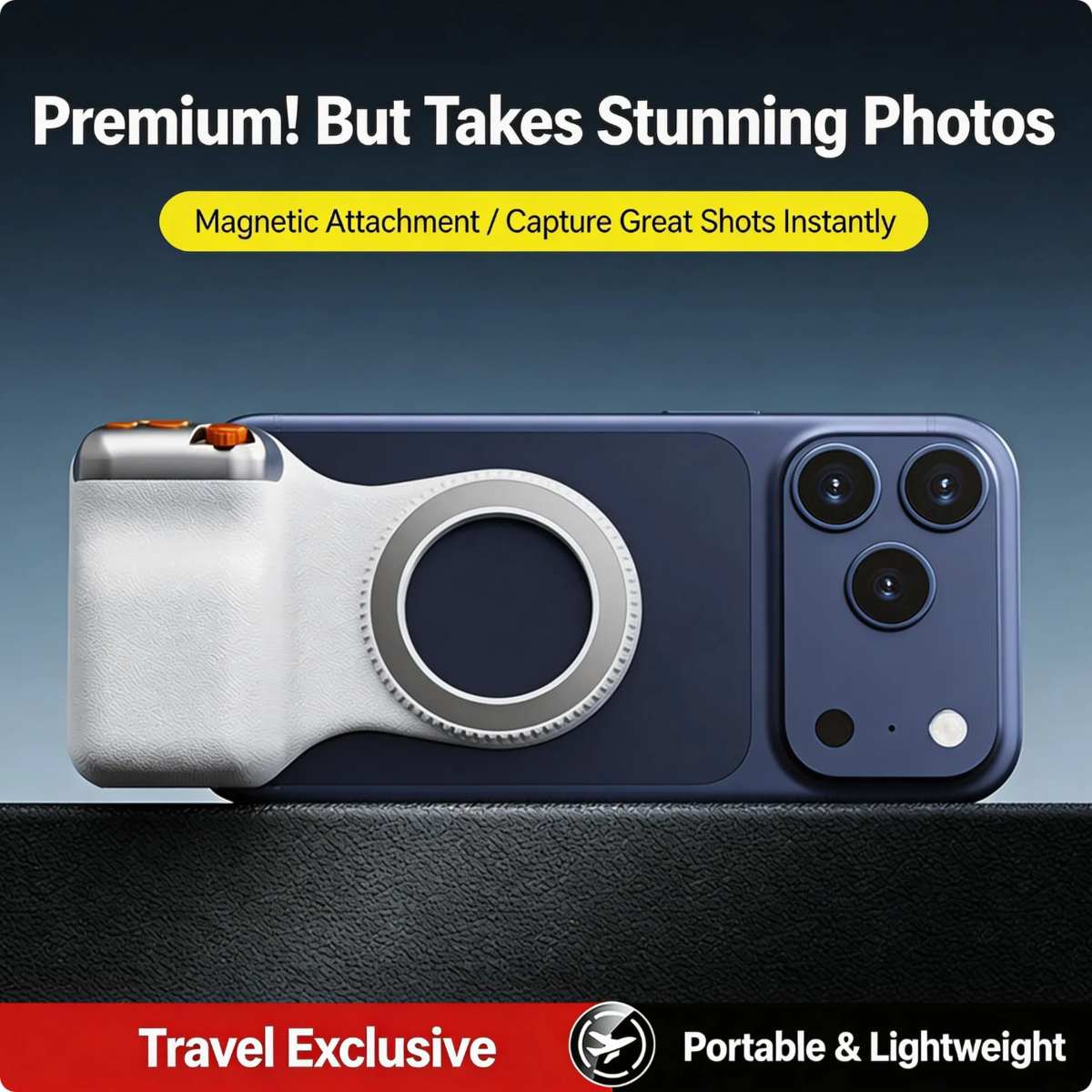 Magnetic Camera Grip Stabilizer With Wireless Remote, Ergonomic Anti-Shake Phone Handle Compatible With MagSafe, Zoom Control Portrait Landscape Switching, 109g Lightweight