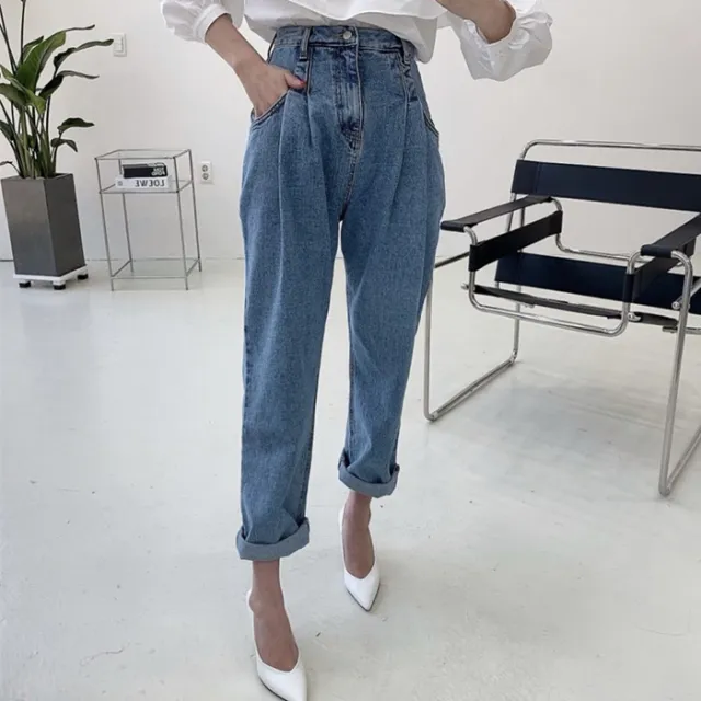 Women's Fashion Straight Loose Harem Jeans Blue - Shop at LoveMi